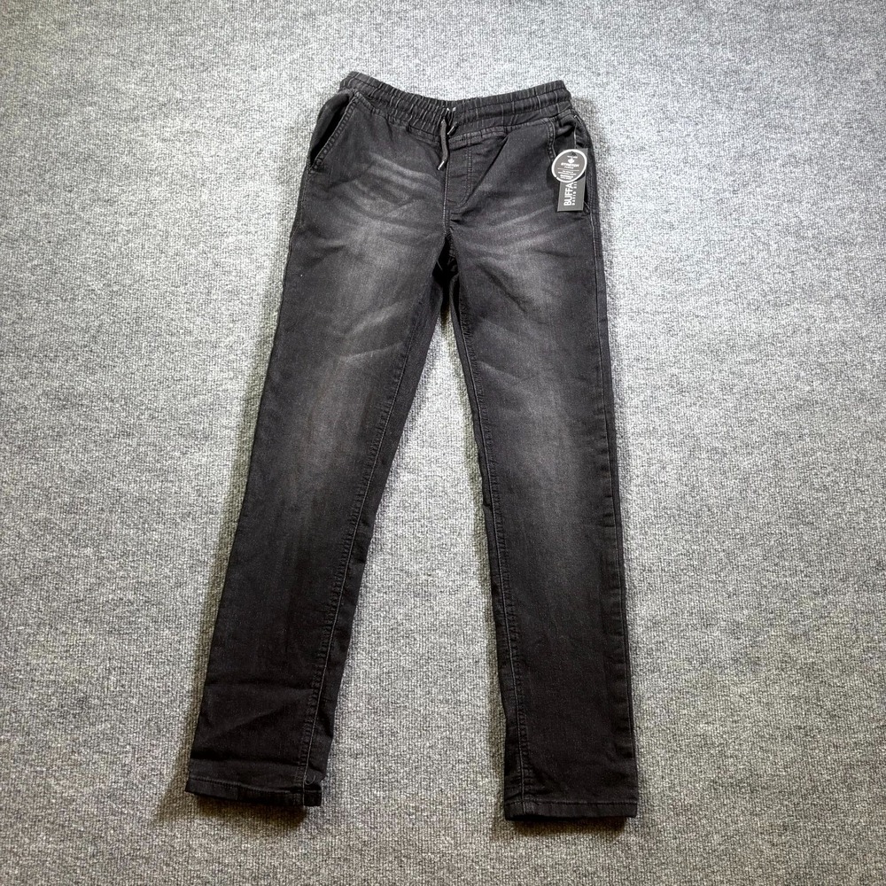 Buffalo David Bitton Evan Jeans Boys L Black Cotton Denim Straight Slim Stretch